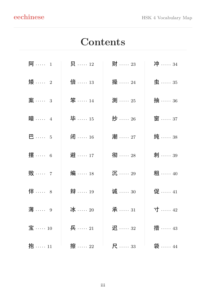 HSK 4 Visual Vocabulary Clickable contents