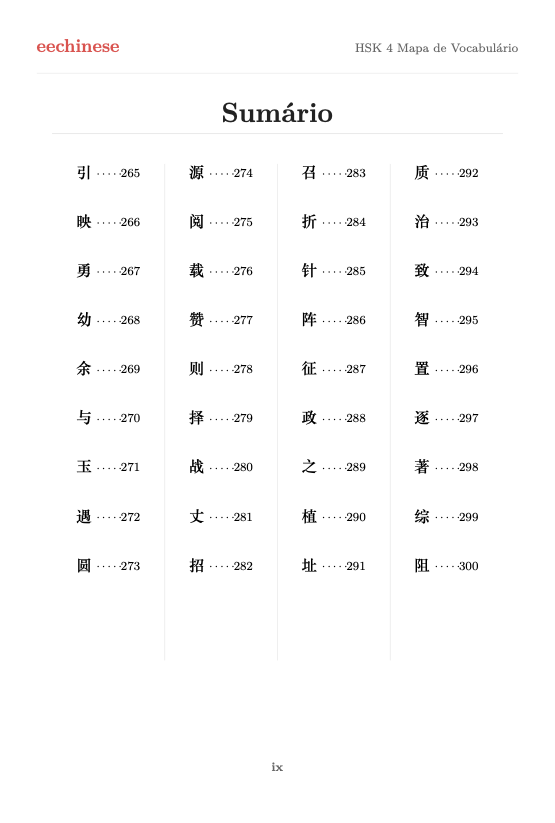 Vocabulário chinês HSK 4 — PDF em português Mapa de famílias de palavras