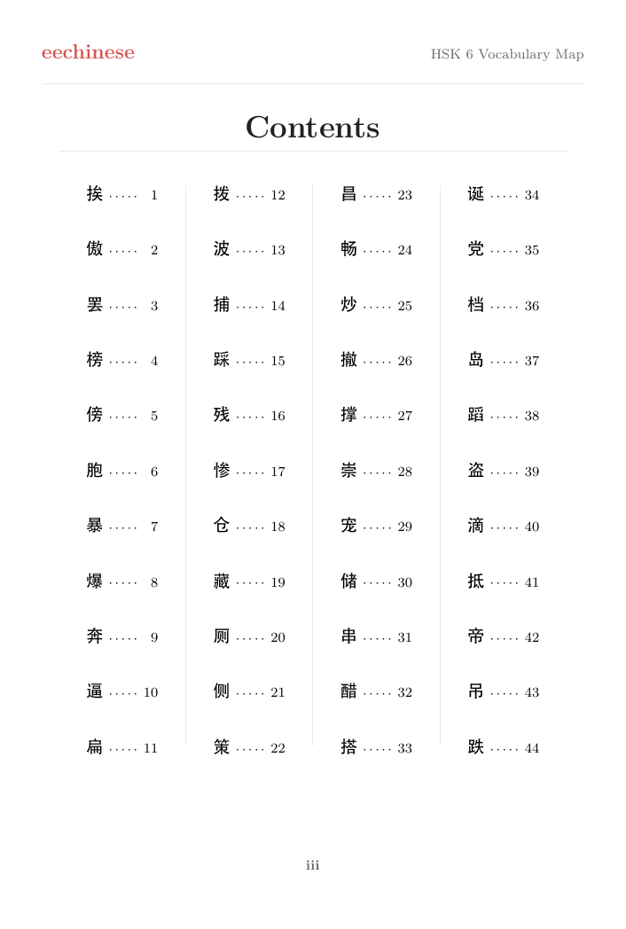HSK 6 Visual Vocabulary Clickable contents